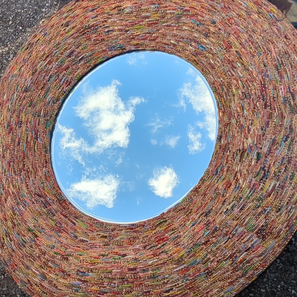 3' Mirror Xtra Large Gorgeous Made From Vintage Broken Indian Bangle Bracelets - Picture 2 of 4